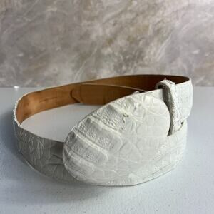 Wild West Boots Belt Men's Size 36 White Genuine Crocodile Handmade In Mexico